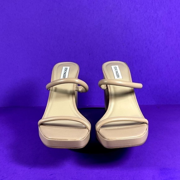 Steve Madden Women's Nude Polly Natural Platform Heel Slide Sandals Shoe Size 11 - Picture 2 of 8